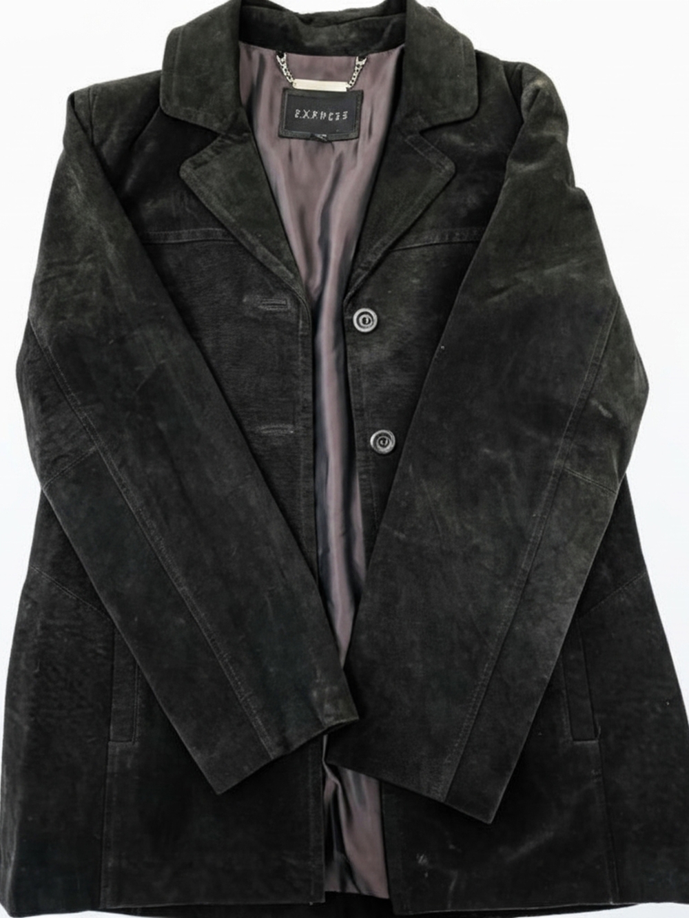 VTG 1990s Express Genuine Natural Suede Leather Blazer Jacket